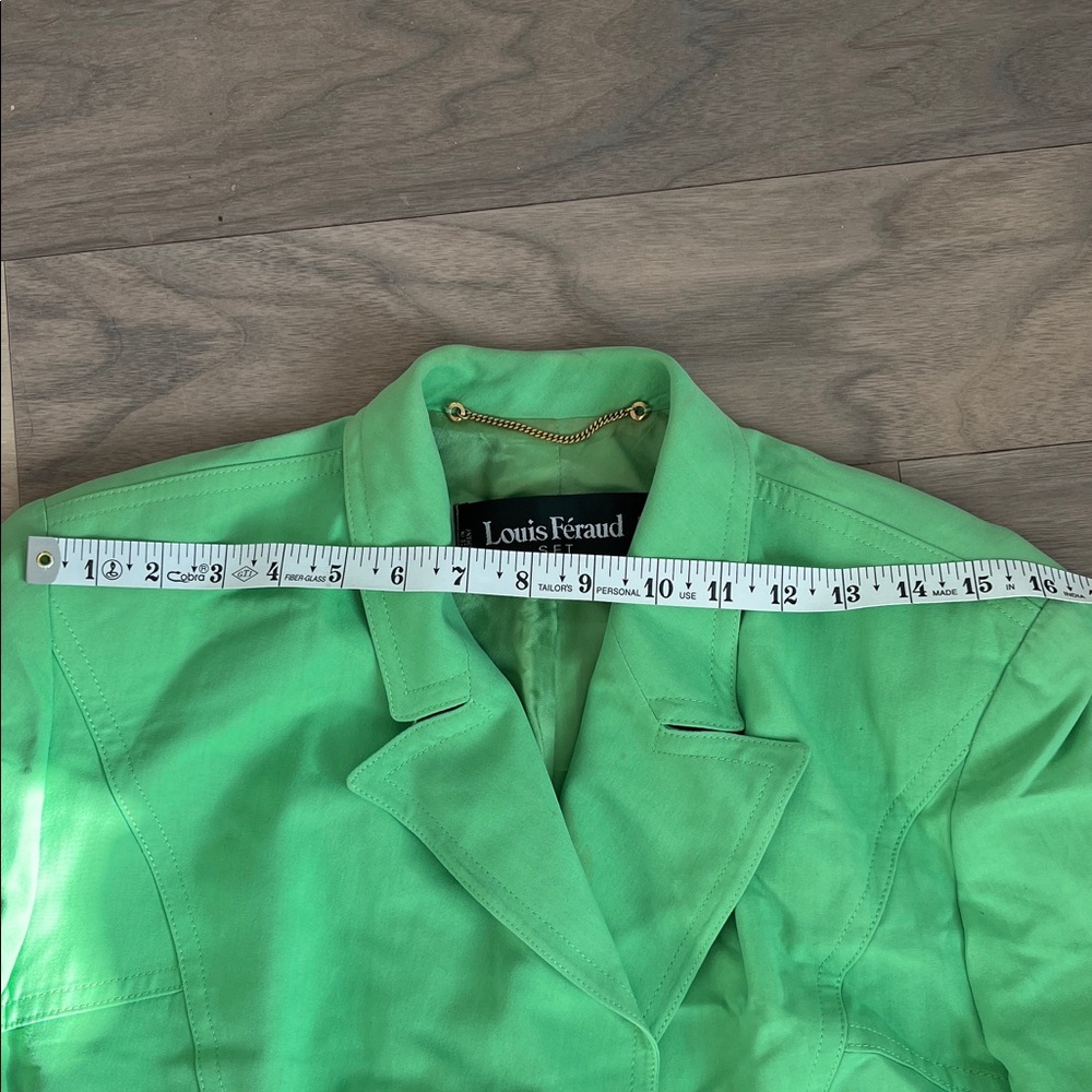Vintage Lime Green Silk Blend Blazer Size 6 Designer Quiet Luxury - Picture 9 of 11